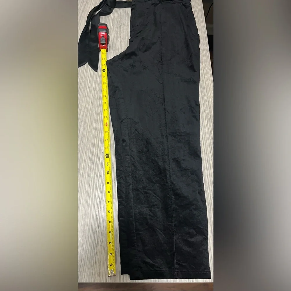 Lauren Conrad Black Velvet Holiday Pintuck Straight-leg Slacks EUC, Size 14 - Picture 7 of 8